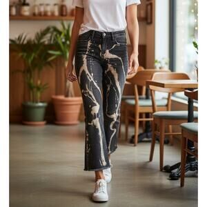 BDG Urban Outfitters Jeans Womens 24 Gray Kick Flare High Rise Cropped Raw Hem